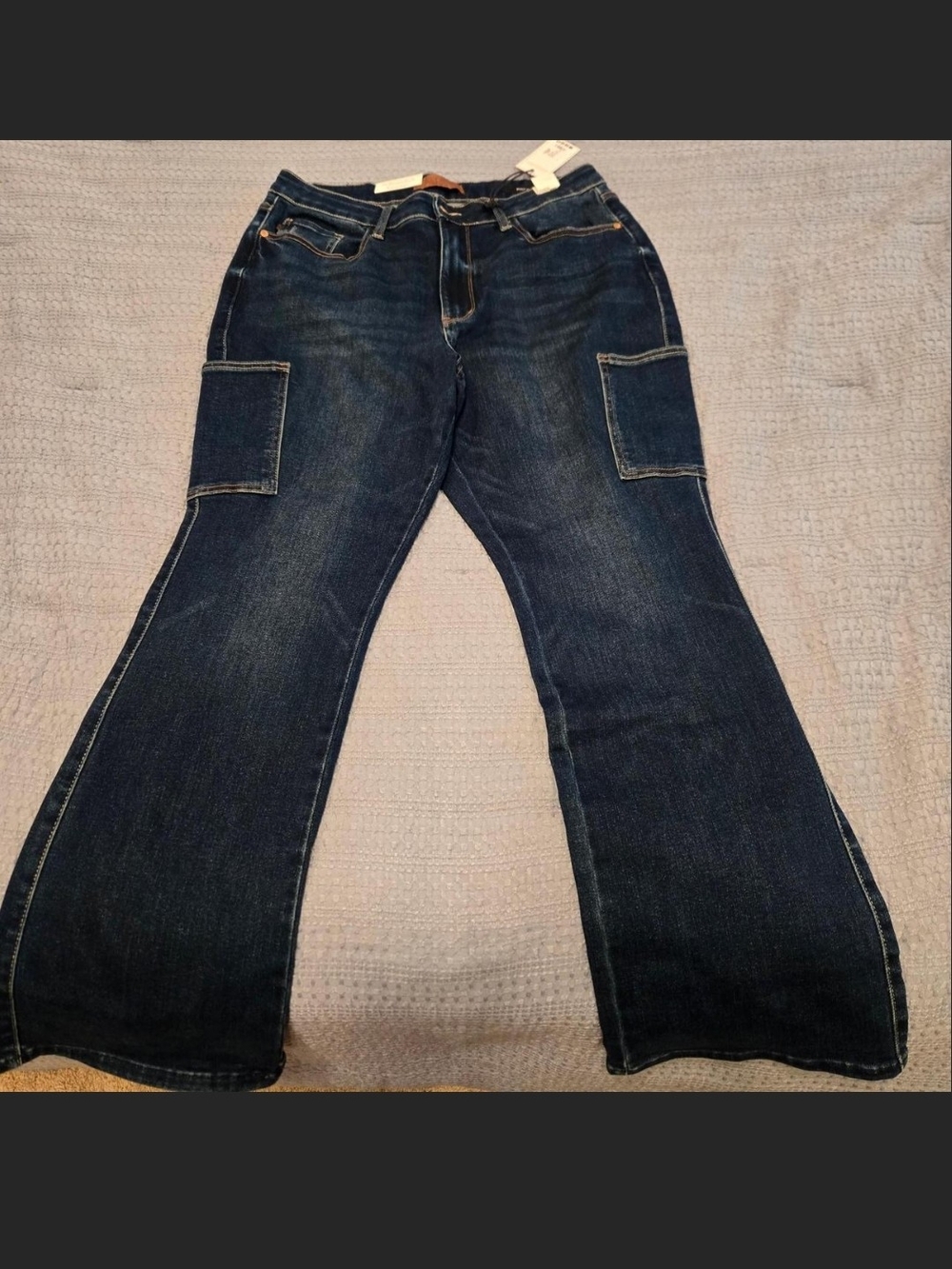 Judy Blue Classic Dark Blue Women's Flare Jeans with Patch Pockets
